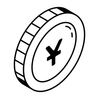 Yen para simgesi. Web için kumarhane vektör simgelerinin özet çizimi