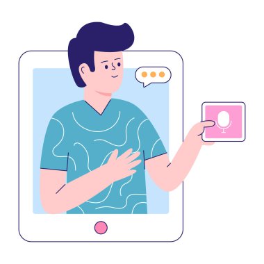 Akıllı telefon vektör illüstrasyon tasarımı olan adam