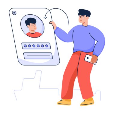 Akıllı telefon vektör çizimi olan bir adam. 