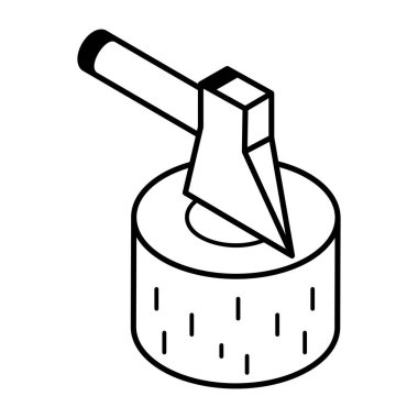 Ahşap kesiminin çizgi simgesini kullanmaya hazır