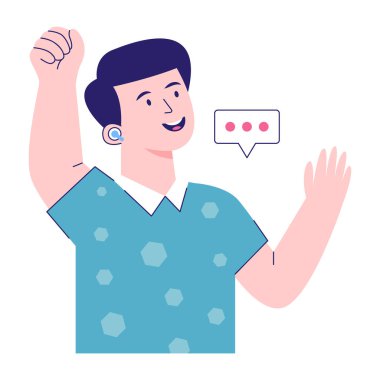 Konuşma kabarcığı vektör çizimi olan adam