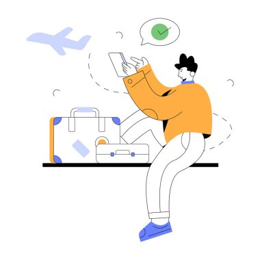 Bagaj ve seyahat çantası, vektör illüstrasyonu