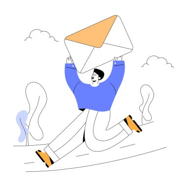 Mesajı olan bir adamın vektör çizimi