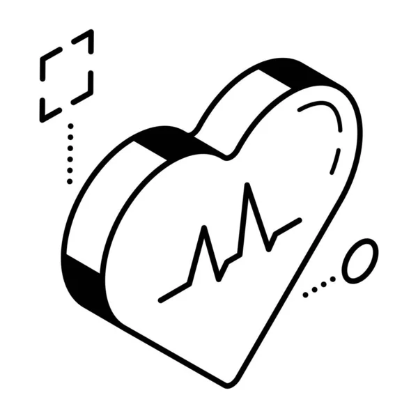 Ikona Izometryczna Linii Kardiogramu — Wektor stockowy