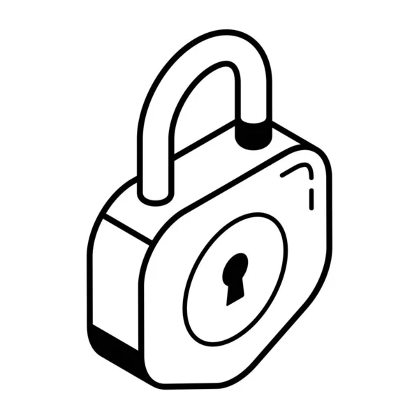 Padlock Keyhole Icon White Background Line Style Vector Illustration — Stock Vector