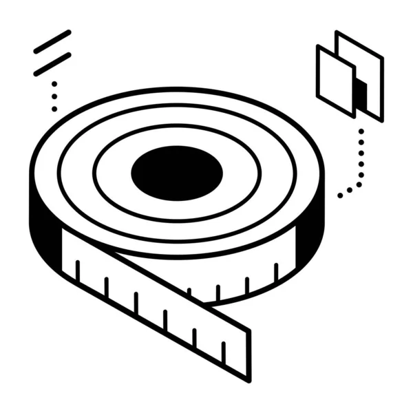 Een Rolliniaal Met Inch Meetinstrument Met Meetlint Meetpictogram — Stockvector