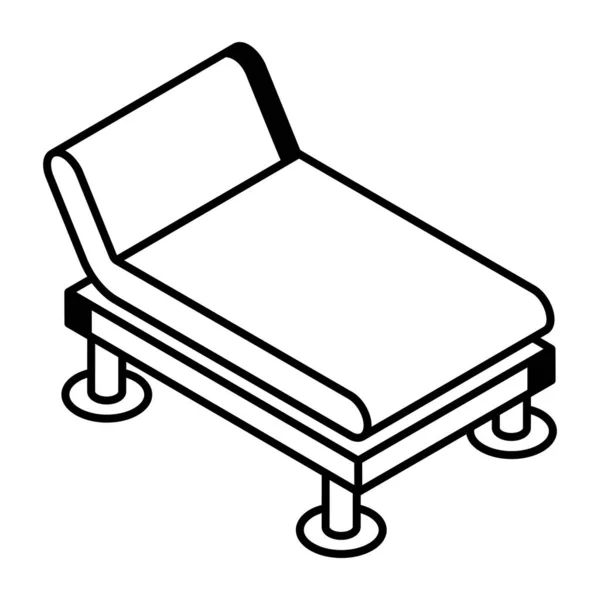 Esbozo Editable Icono Isométrico Cama Del Paciente — Vector de stock