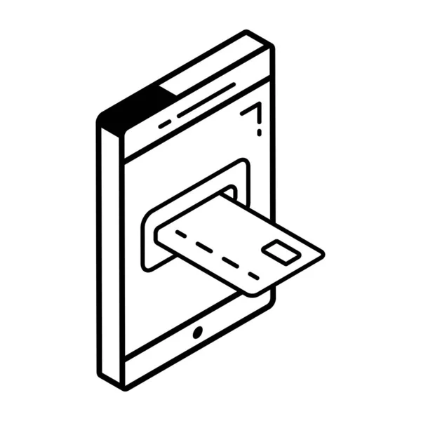 Ikon Isometrik Linier Modern Untuk Pembayaran Kartu - Stok Vektor