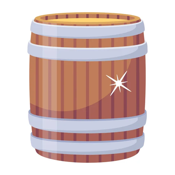 Barril Madeira Com Cerveja Ilustração Vetorial Design Simples — Vetor de Stock
