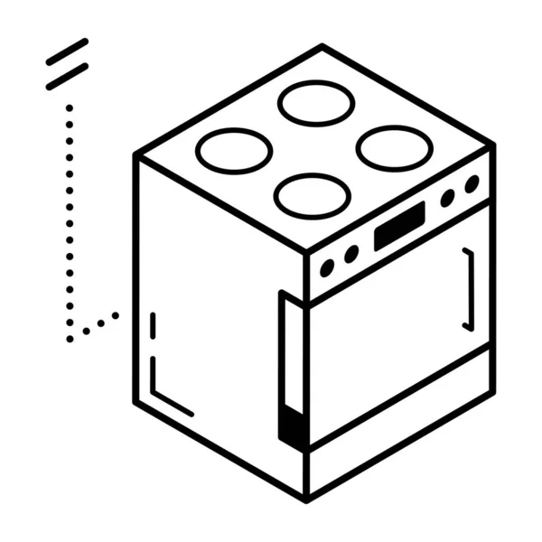 Icône Cuisinière Cuisine Illustration Contour Des Icônes Vectorielles Four Pour — Image vectorielle