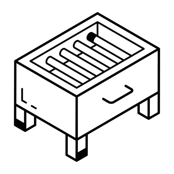 现代木炭烤炉的轮廓图标 — 图库矢量图片