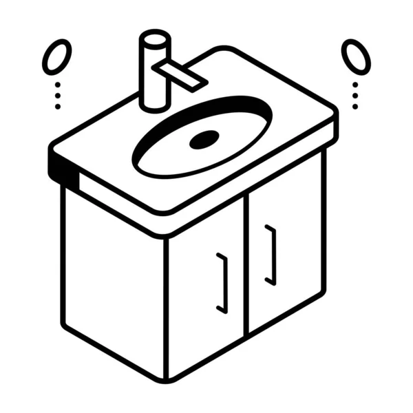 Washbasin Line Icon Download — Stock Vector