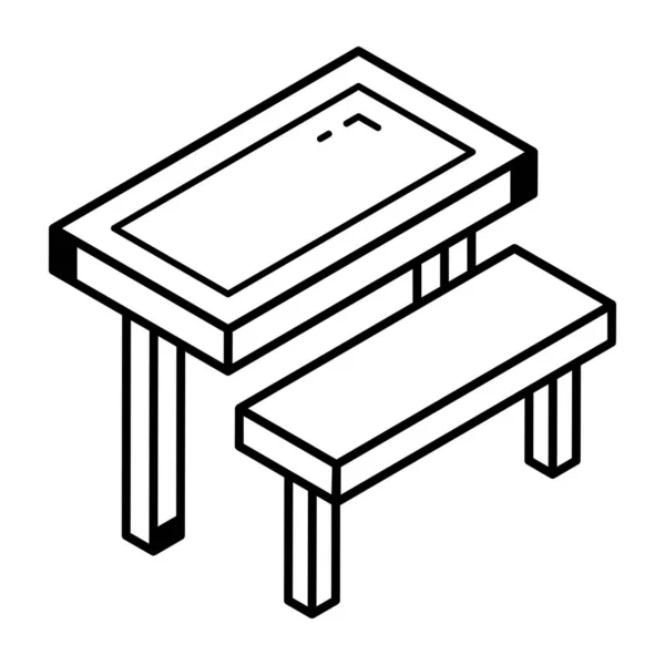 Esquema Ilustración Banco Mesa Madera Iconos Vectoriales Para Web — Archivo Imágenes Vectoriales