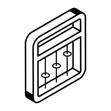 Depo ve ev vektör illüstrasyonlu alışveriş arabasının izometrik çizgi simgesi