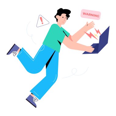 Dizüstü bilgisayarı olan adam, vektör çizimi