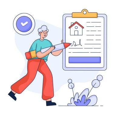 Evi ve panosu olan adam ev vektör çizimi tasarımı ile