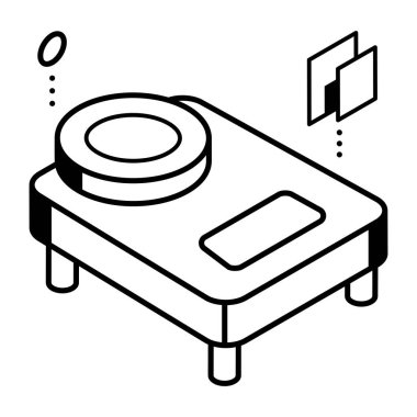 Siyah çizgi kanepe simgesi beyaz arkaplanda izole edildi. Vektör İllüstrasyonu