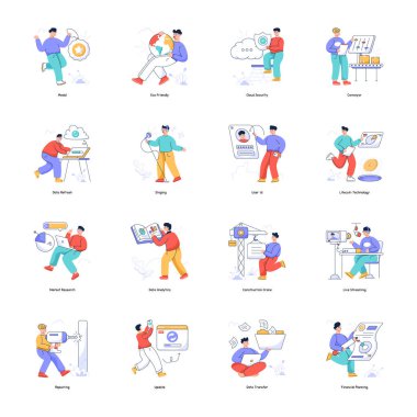 Web ve mobil uygulama için vektör düz tasarım ögeleri kümesi.