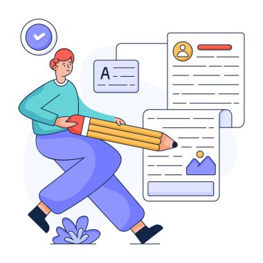 Pano ve kalem vektör illüstrasyon tasarımlı adam