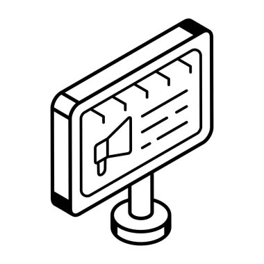 Hoparlör ağ simgesi illüstrasyonlu reklam panosu