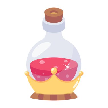 sihirli iksir şişe ağ ikonu vektör illüstrasyonu