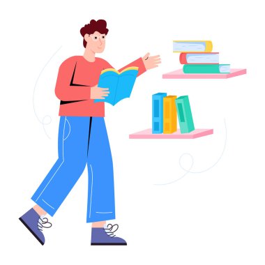 Kitapları olan adam vektör illüstrasyon tasarımı