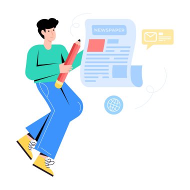 Gazete yazarı, vektör illüstrasyon tasarımı