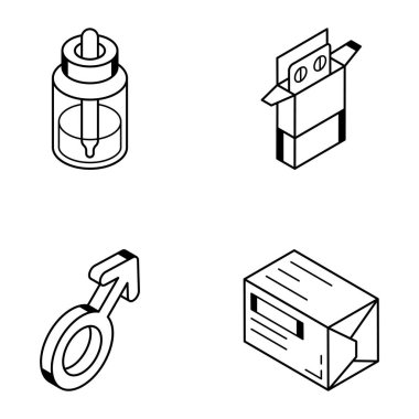 Şık vektör çizimleri seti, ilaç konsepti