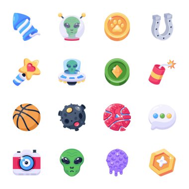 Düz tarzda 36 Cadılar Bayramı ikonu. 9 vektör illüstrasyonu