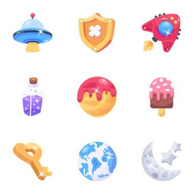 oyun geliştirme simgesi seti, vektör çizimi basit tasarım