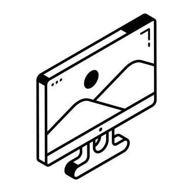 Bilgisayar modern simgesinin vektör illüstrasyonu