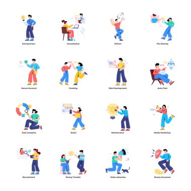 Şık vektör çizimleri, iş insanları konsepti