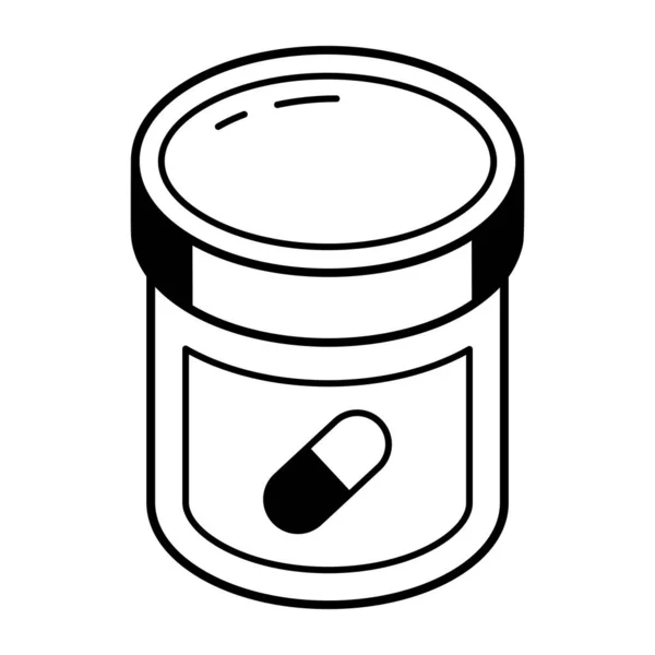 Glas Mit Pillen Symbol Umreißen Medizinische Pille Vektor Illustration Symbol — Stockvektor