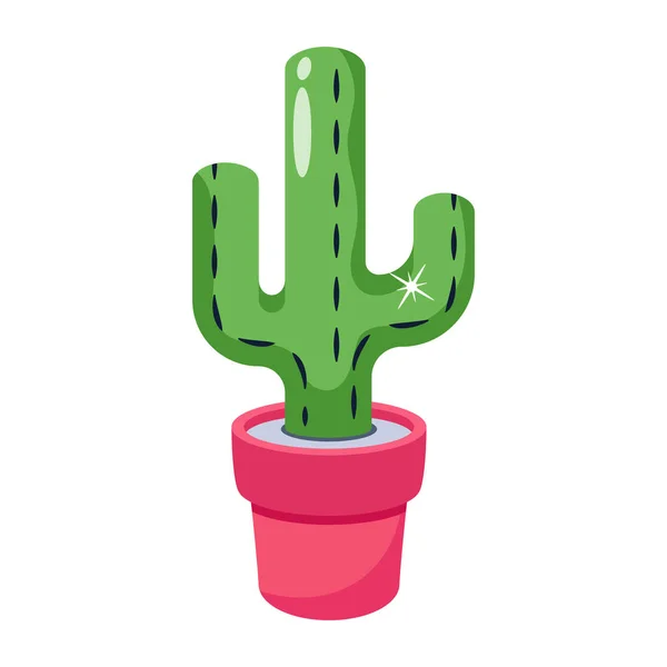 Icône Cactus Dans Style Dessin Animé Isolé Sur Fond Blanc — Image vectorielle