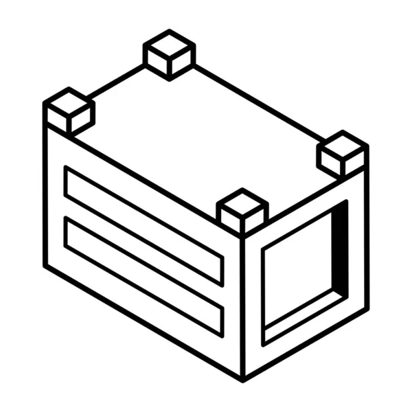 Isometrisk Linje Kub Med Lådor Och Kuber Vektor Illustration — Stock vektor