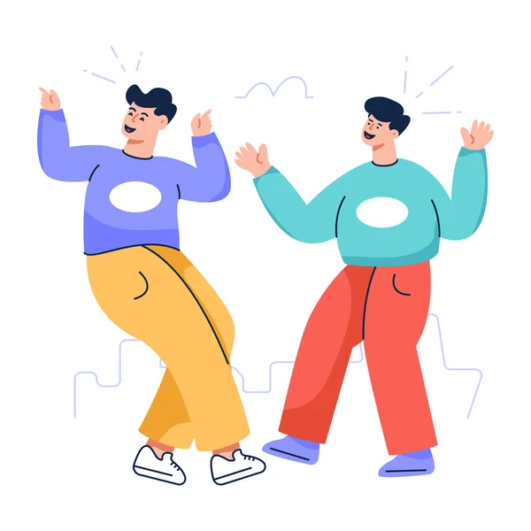 Jong Paar Dansen Stad Vector Illustratie Ontwerp — Stockvector
