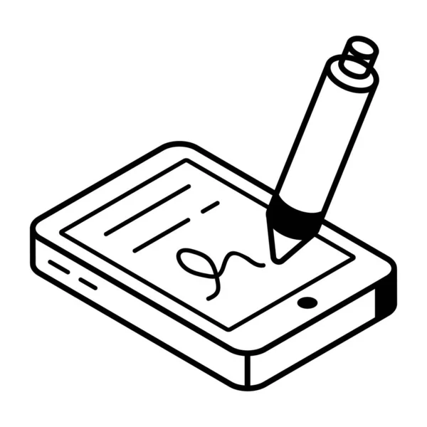 Kalem Kalem Vektör Çizimine Sahip Akıllı Telefon — Stok Vektör