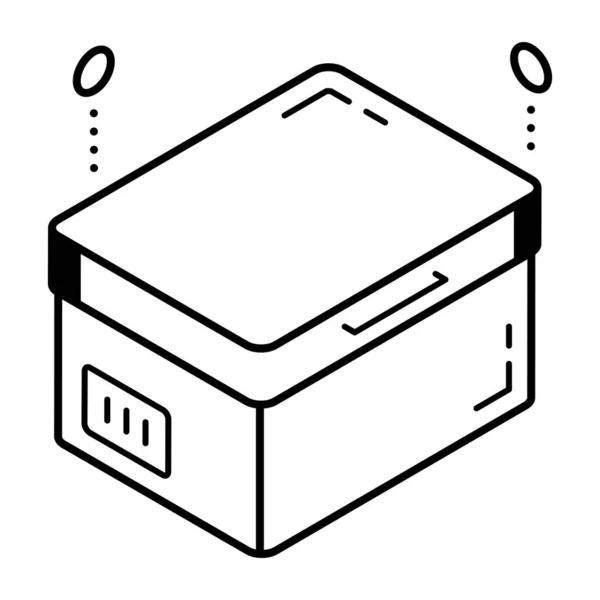 Kotak Dengan Ikon Kotak Outline Ilustrasi Ikon Vektor Karton Untuk - Stok Vektor