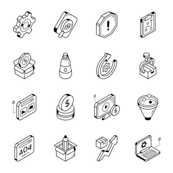 Set Business Icons Isolated Vector Symbol Editable Stroke — Stock Vector