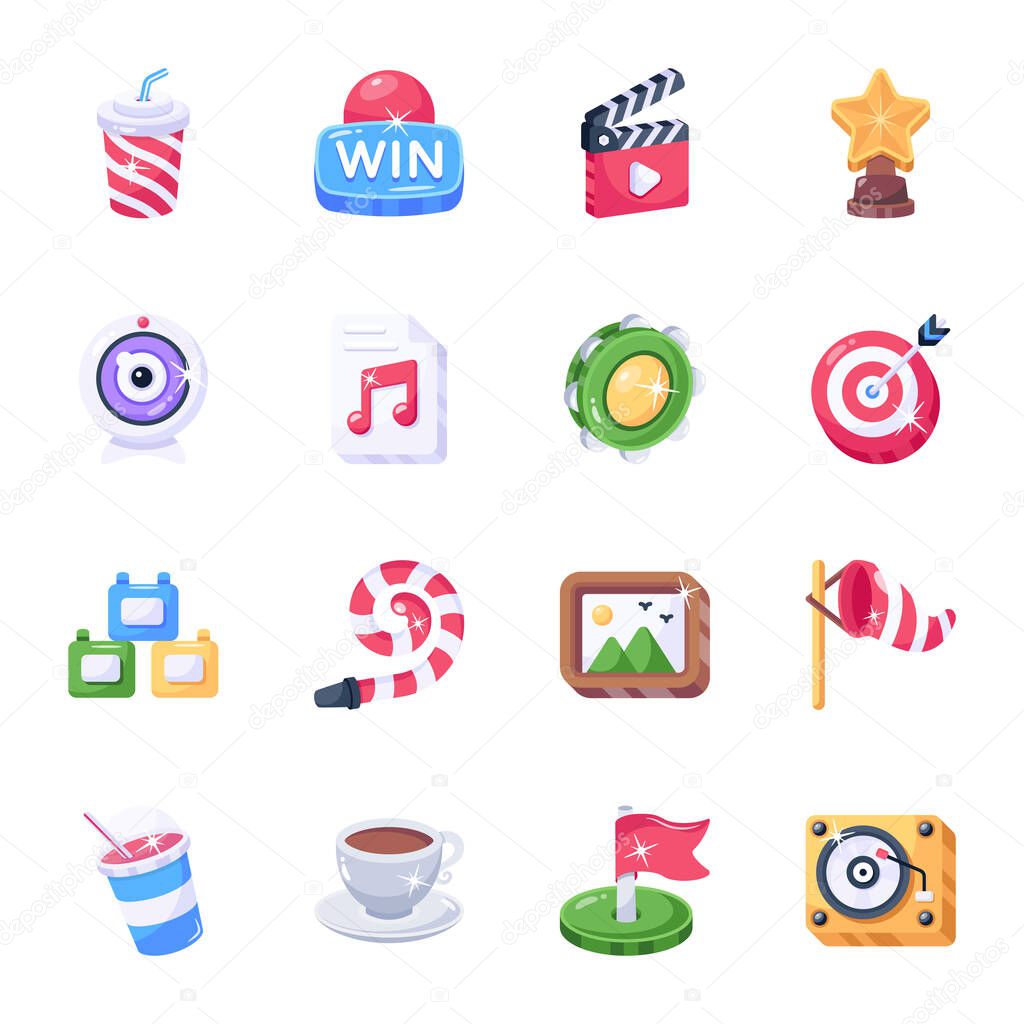 Set of stylish vector illustrations, computer ui icons concept