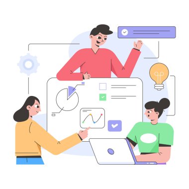 Birlikte çalışan iş adamları. vektör illüstrasyonu