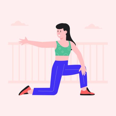 Yoga yapan kadın, vektör çizimi yapıyor.