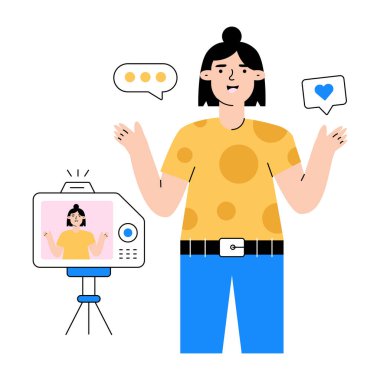 Konuşma balonu vektör çizimi olan kadın