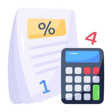 Para ve yüzde vektör illüstrasyonlu hesap makinesi