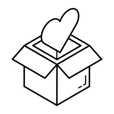 Kalp vektör illüstrasyon tasarımlı kutu