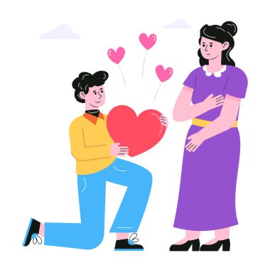 Kalp vektör illüstrasyon tasarımı olan çift