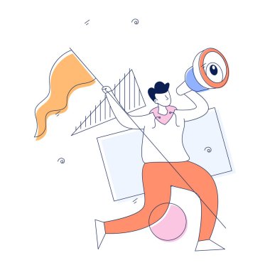 Adam promosyon yapıyor, vektör çizimi basit tasarım