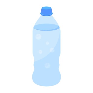 Su şişesi ikonu. Ağ için mavi içecek vektör deseninin izometrik çizimi