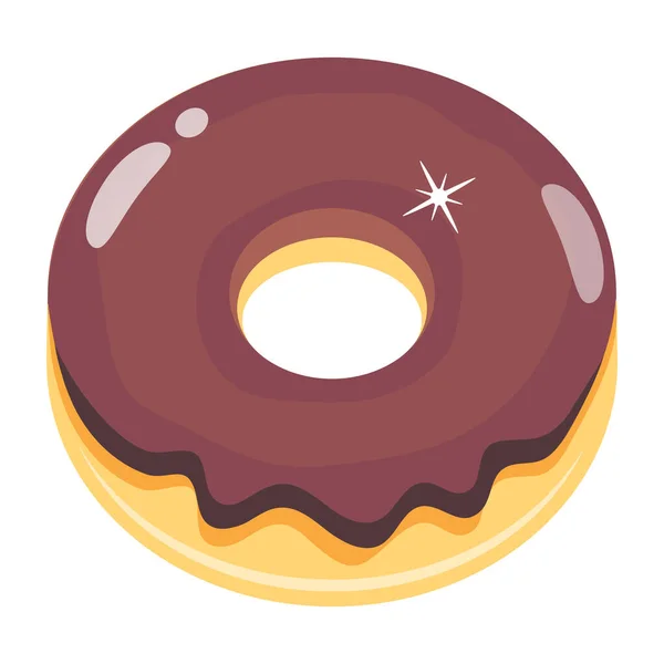 Ícone Donut Ilustração Plana Design Vetor Bolo Chocolate Cor Para —  Vetores de Stock