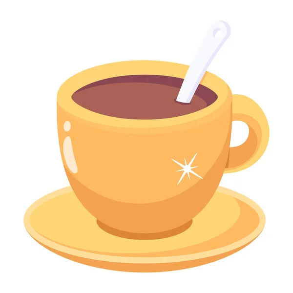 Tasse Café Avec Une Cuillère Une Soucoupe Illustration Vectorielle — Image vectorielle